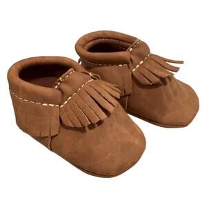 First Steps Baby Fringe Moccasins Shoes In Brown Size 0-6 Months